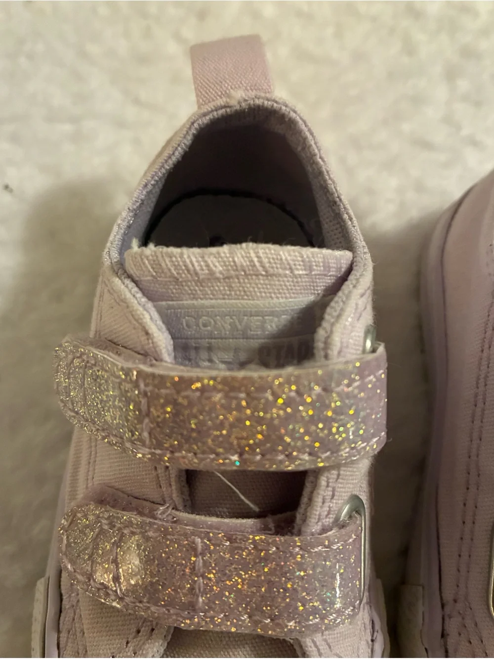 Converse All-Star Toddler Baby Sz 4 Disco Glitter Sneakers Lilac Purple Violet